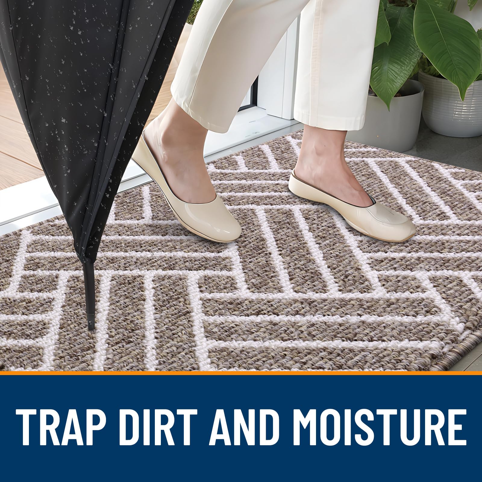 OLANLY mat with TPR backing for firm grip on dry floors.
