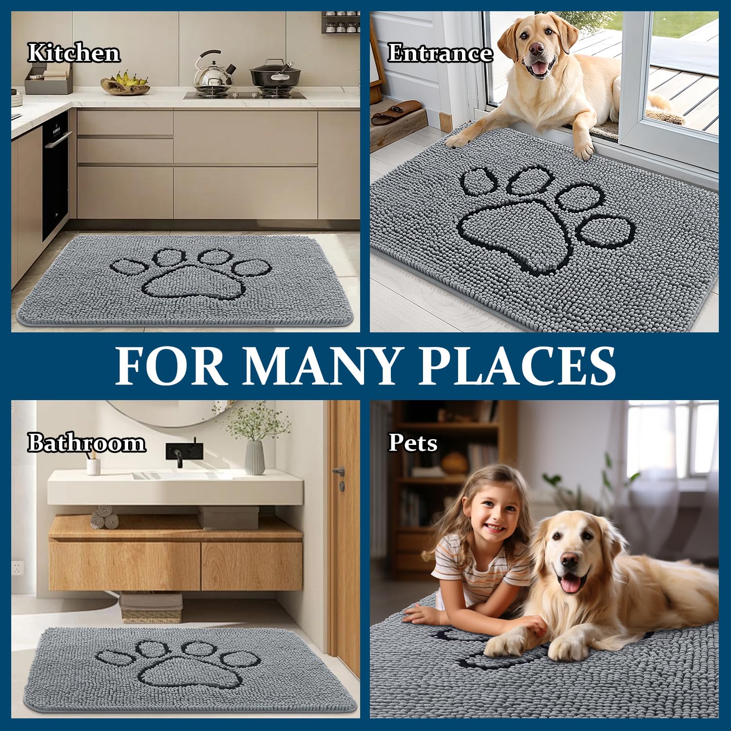 OLANLY indoor outdoor dog mat for entryways and crates