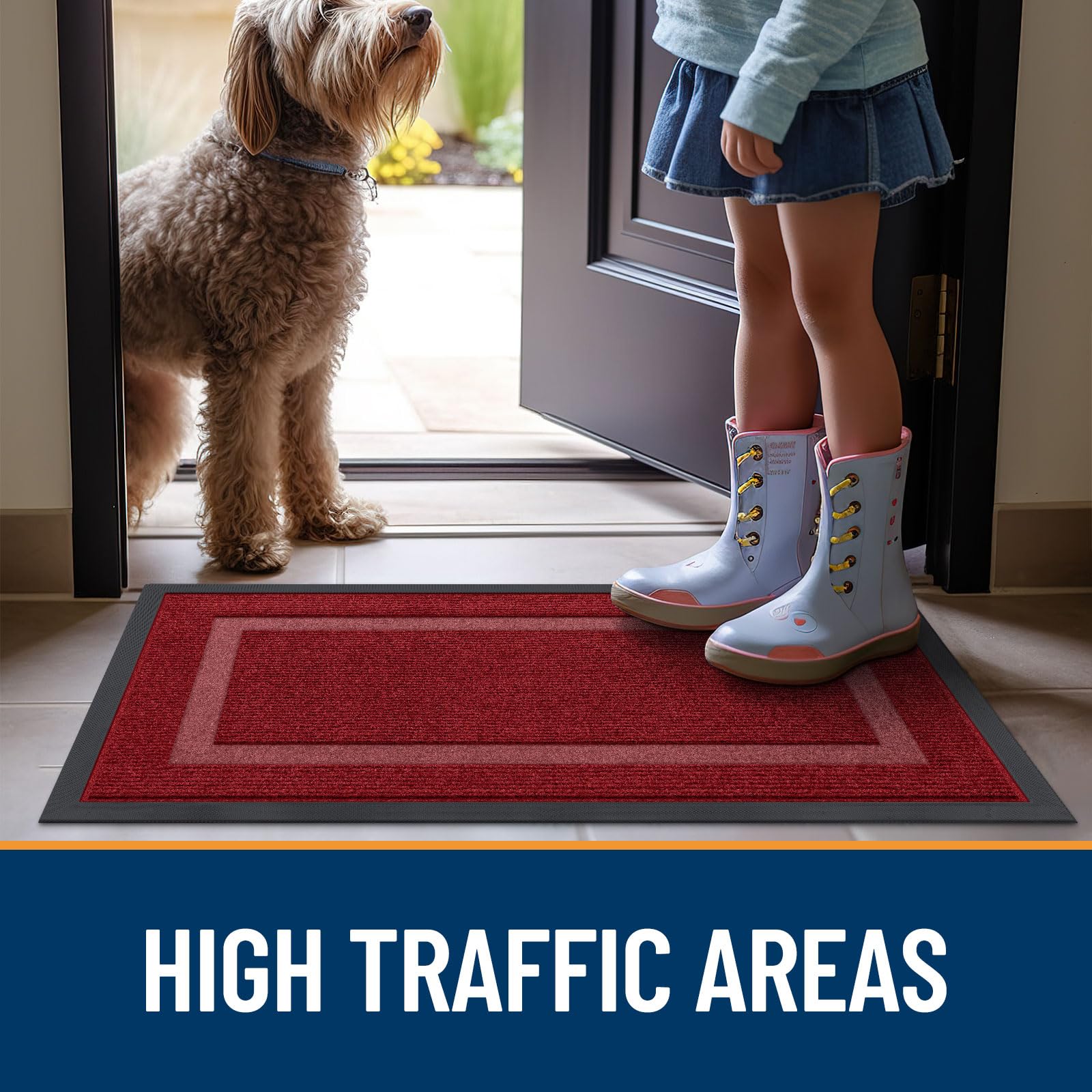 OLANLY versatile mat suits indoor and outdoor high-traffic spaces.