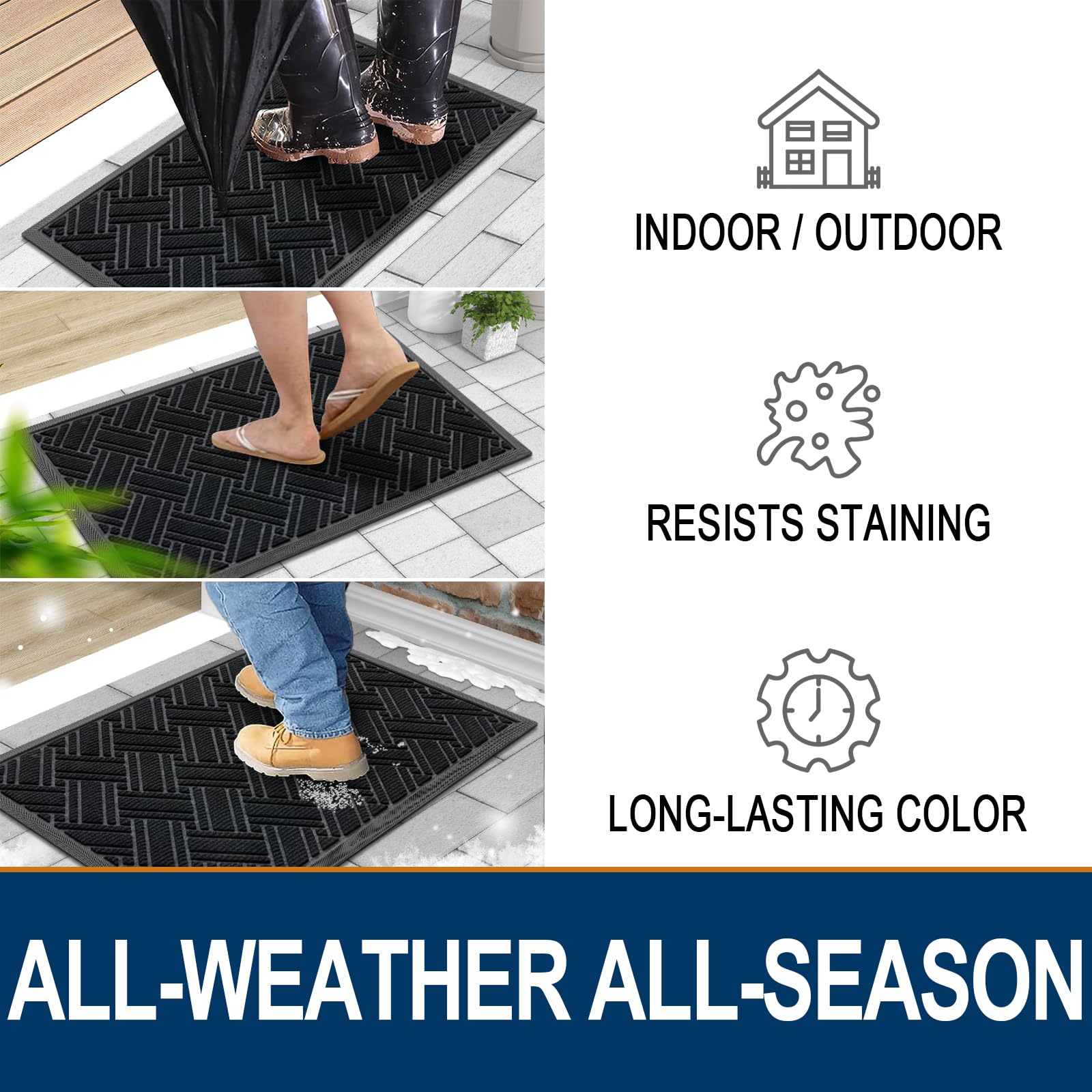 OLANLY mat captures dirt and moisture at doorway for cleaner floors.