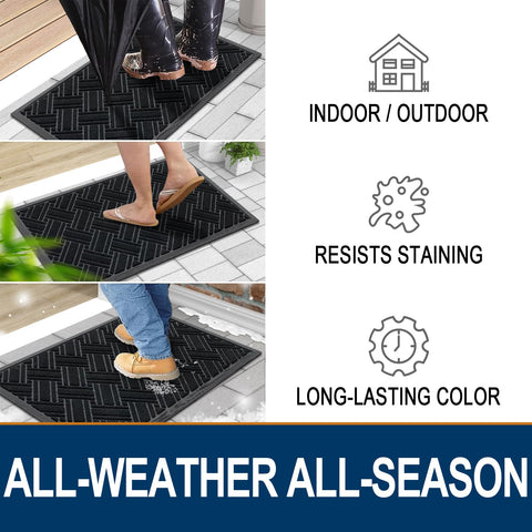 OLANLY mat captures dirt and moisture at doorway for cleaner floors.