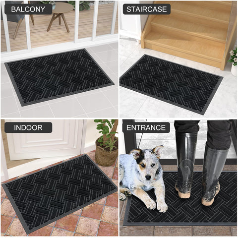 OLANLY mat demonstrates easy cleaning with vacuum or hose rinse.
