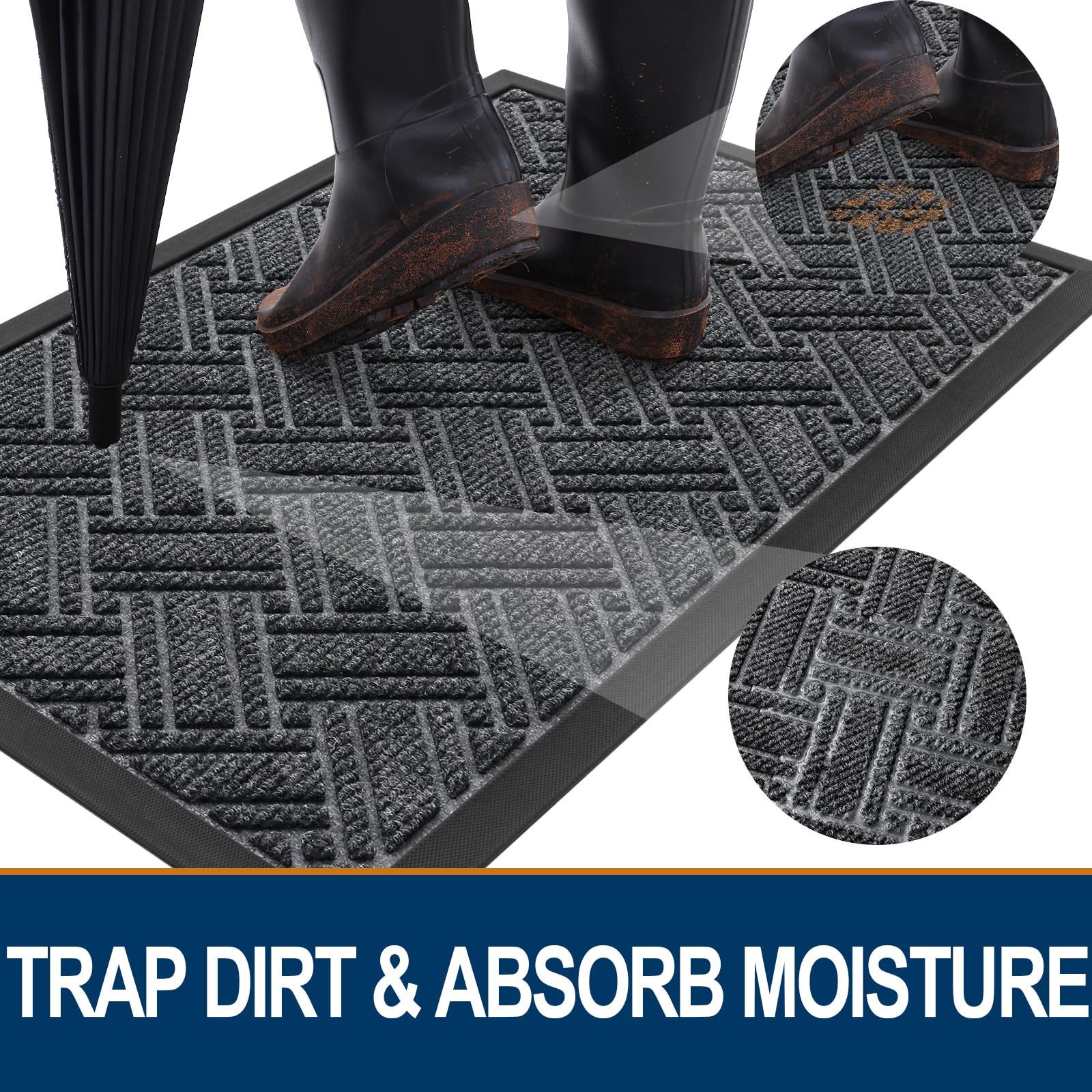 OLANLY mat with non-slip backing keeps it in place on busy entryways.