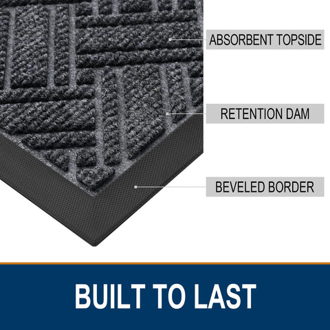 OLANLY Indoor Outdoor Mat withstands snow, rain, mud for durable outdoor use.