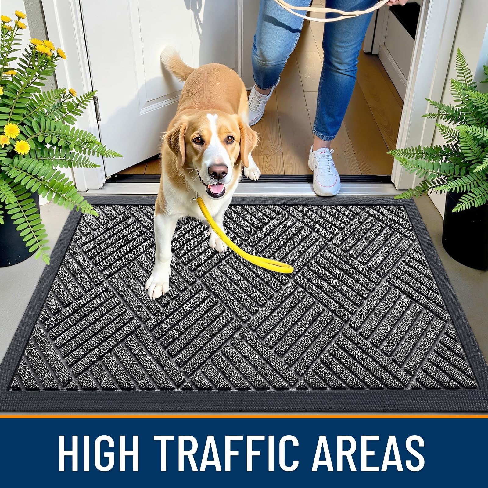OLANLY versatile mat suits entryways, kitchens, patios, and garages.