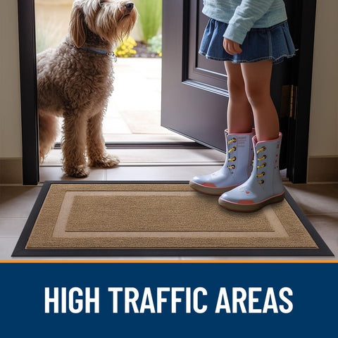 OLANLY front door mat light brown finish enhances porch décor