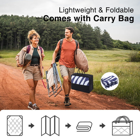 OLANLY lightweight rug folds compactly with included carry case