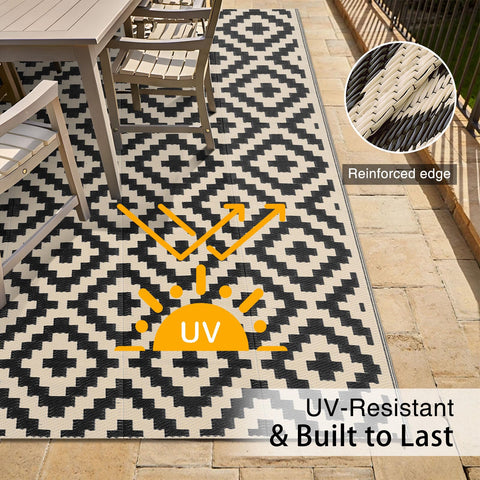 OLANLY lightweight rug folds compactly for camping trips and RV stays.