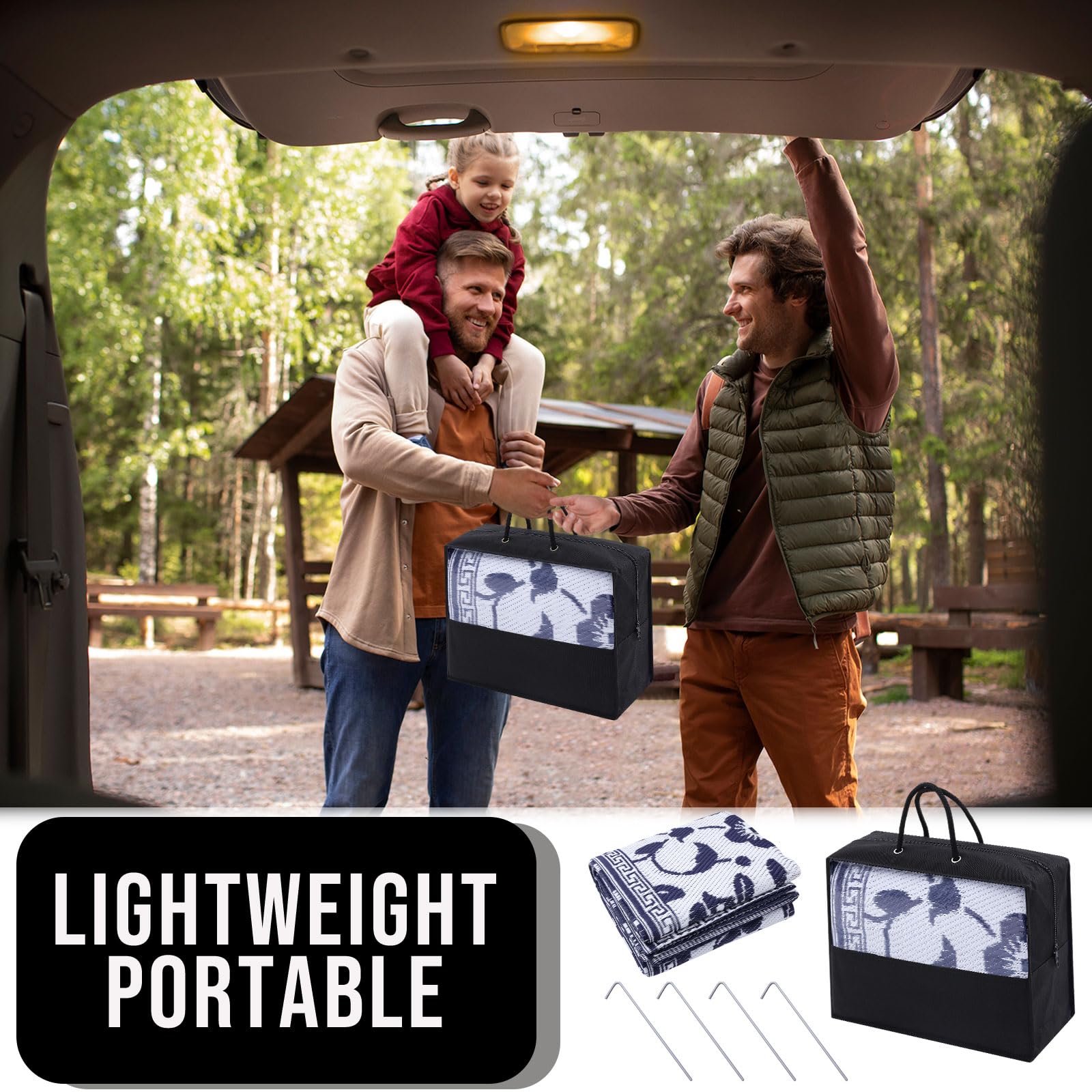 OLANLY lightweight rug with carrying case for easy travel.