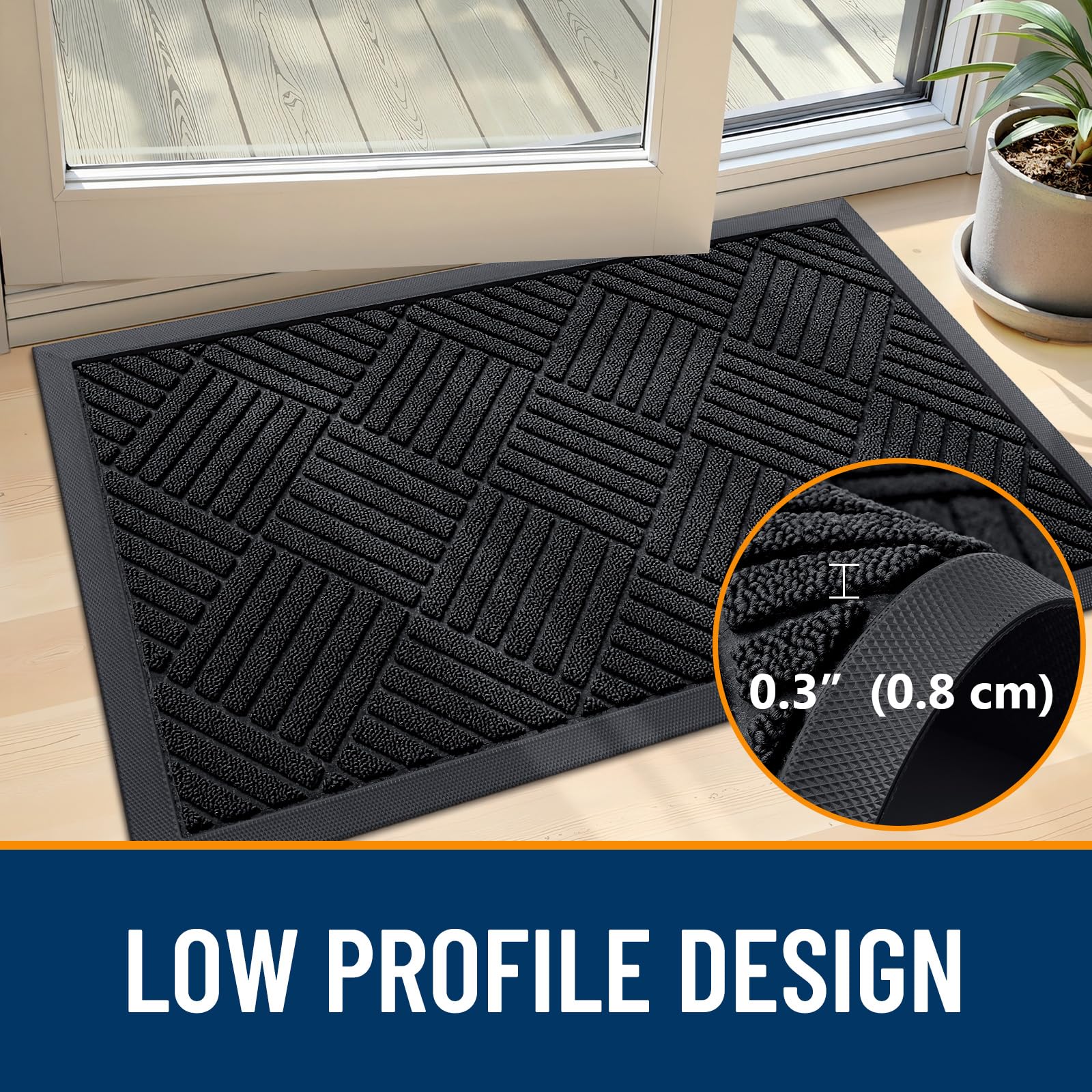 OLANLY ultra-slim 0.3-inch profile fits under most doors