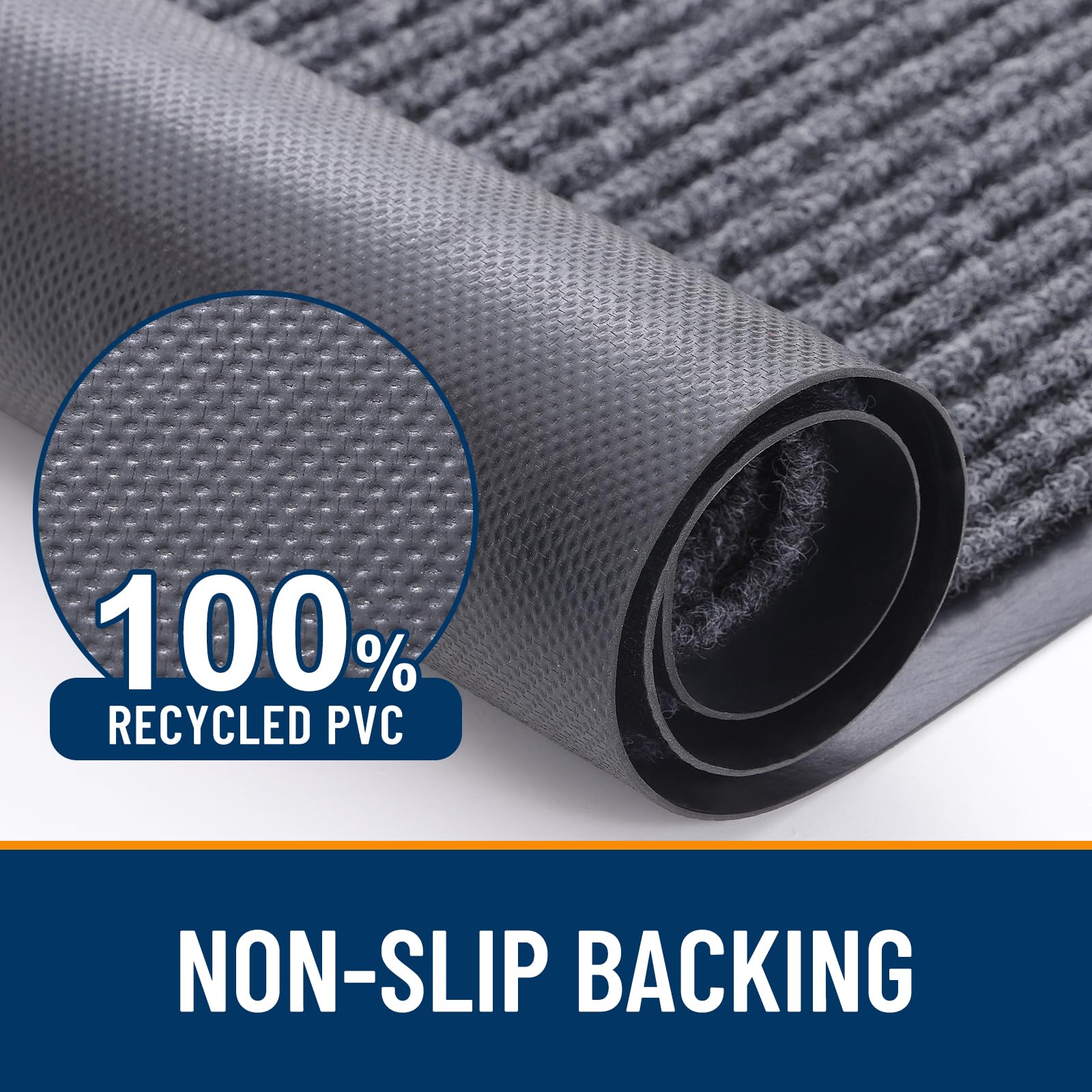 OLANLY low-profile door mat fits under doors with 0.3 inch clearance.