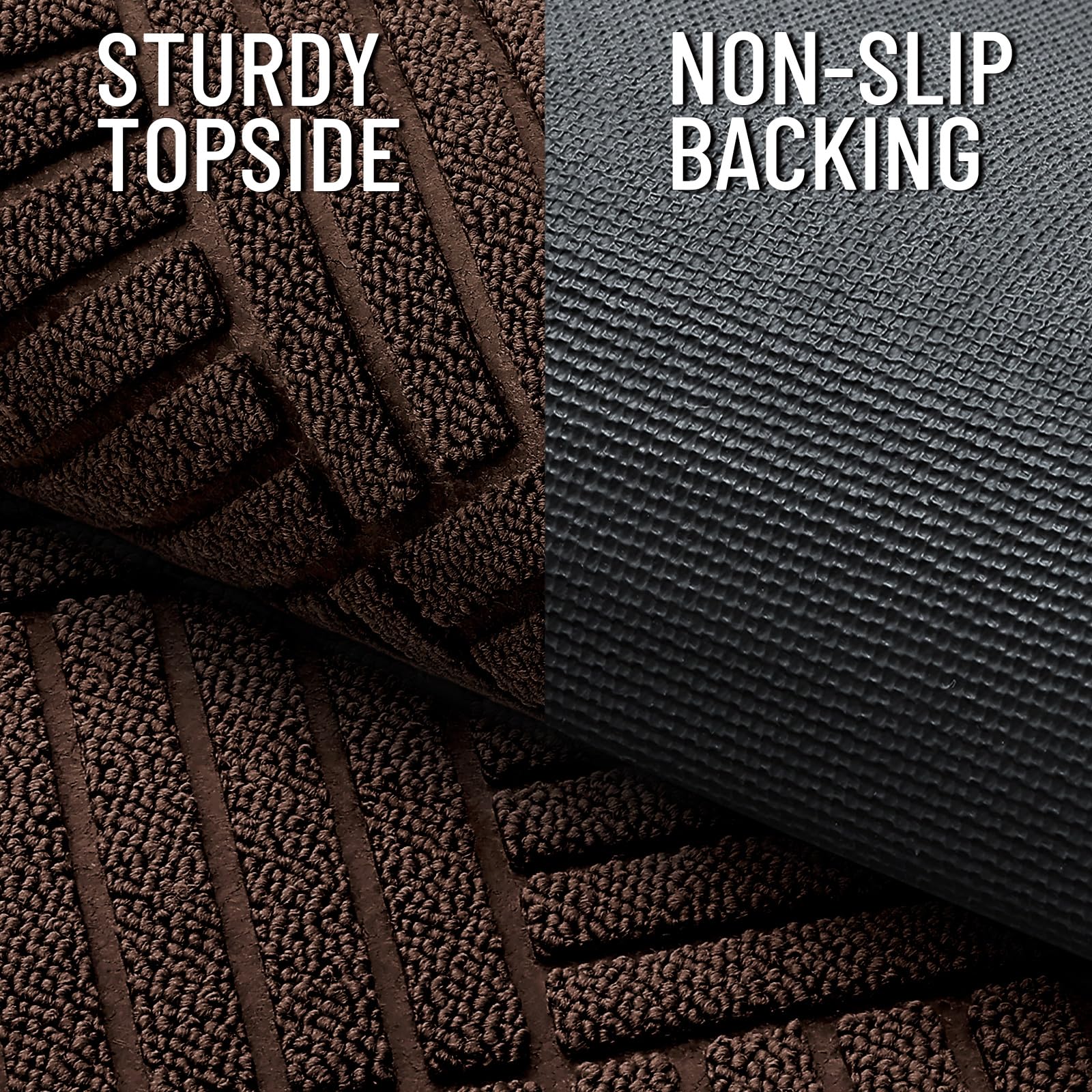 OLANLY low-profile front door mat fits under doors for smooth operation.