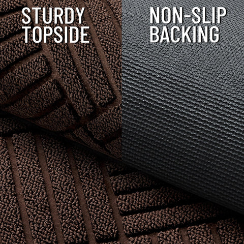 OLANLY low-profile front door mat fits under doors for smooth operation.