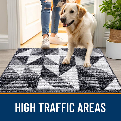 OLANLY machine washable door mat for easy cleaning and reuse.