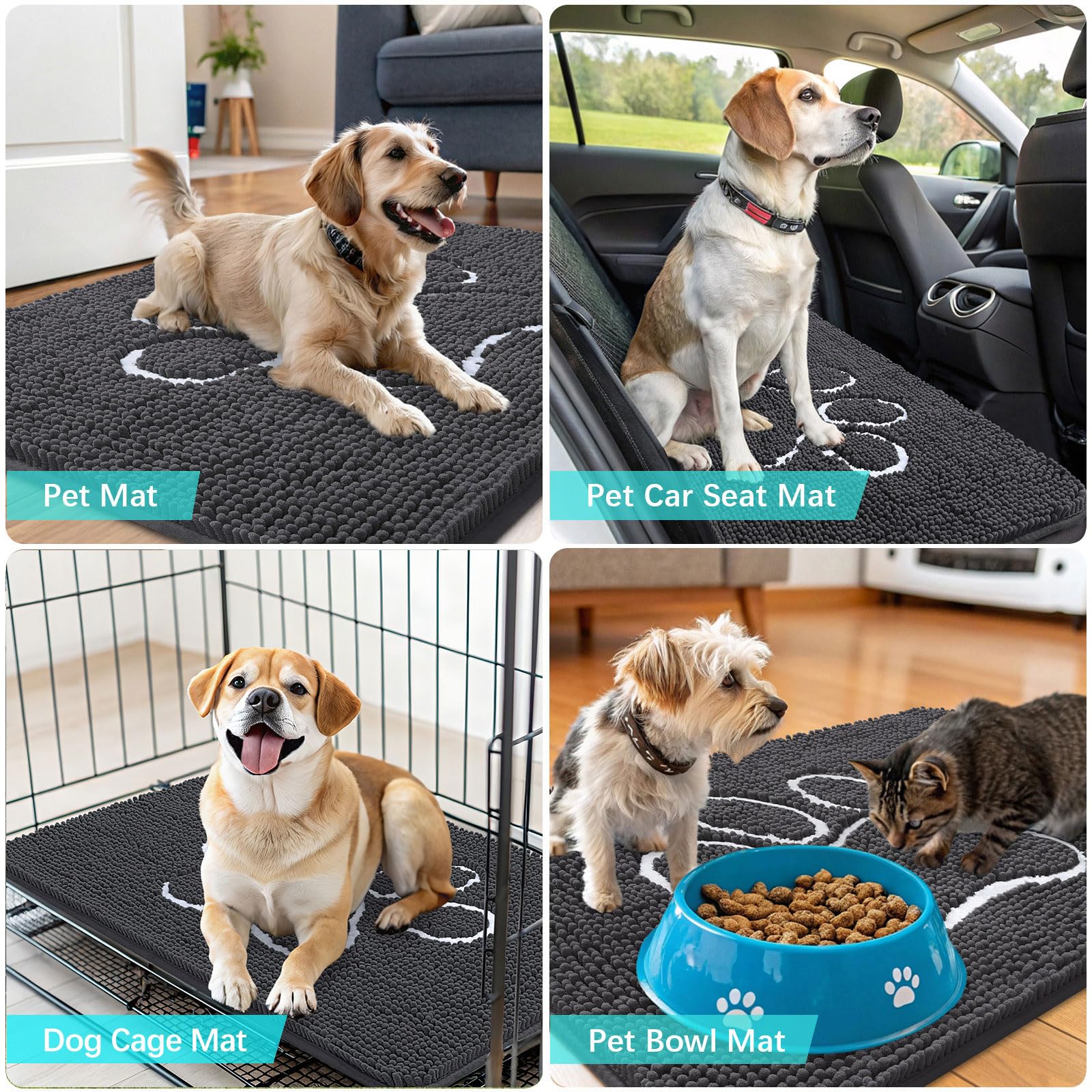 OLANLY mat stays in place under bowls or after baths.