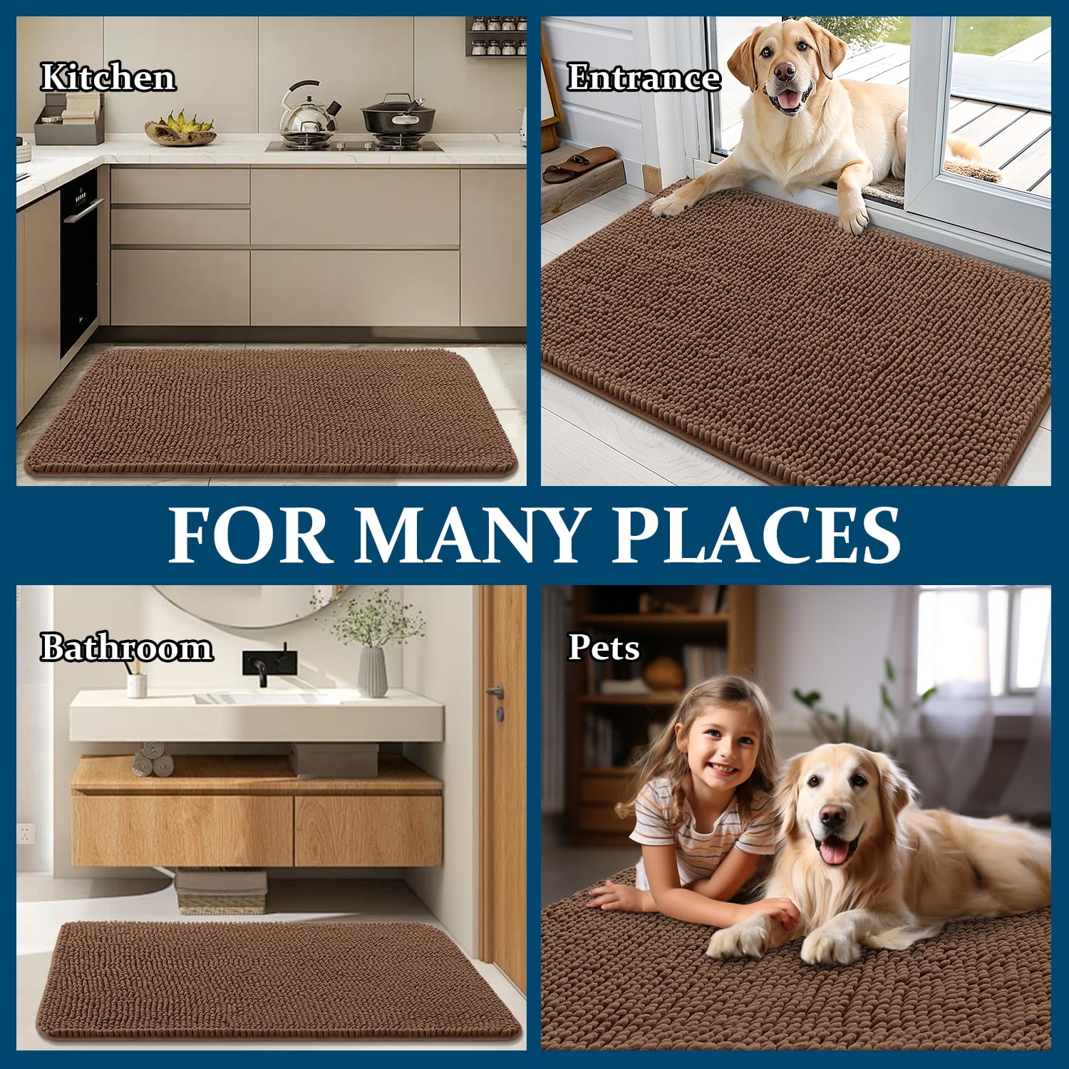 OLANLY mocha color matches entry aesthetics and hides wear.
