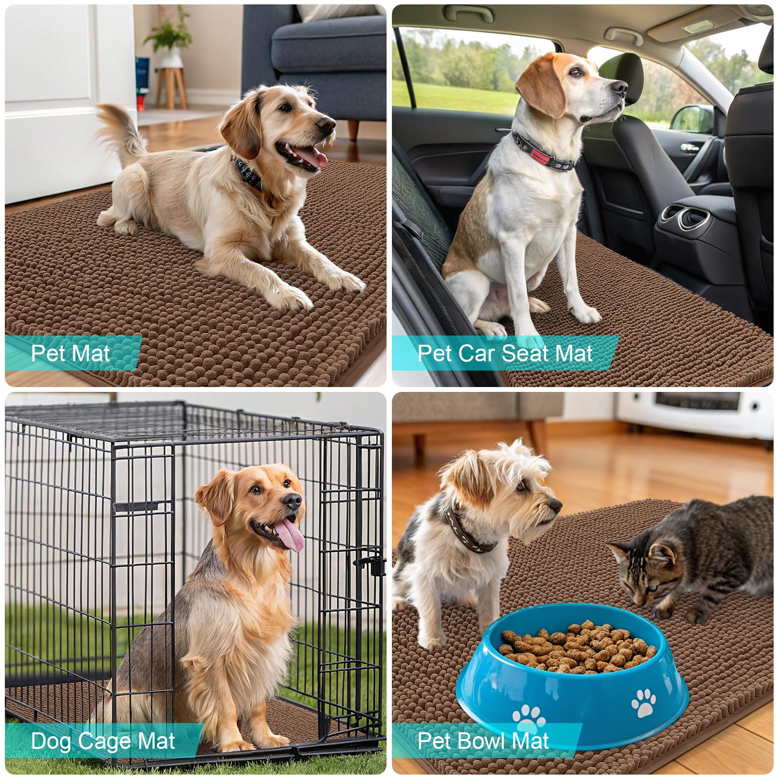 OLANLY indoor/outdoor versatility shown as entryway and car mat.