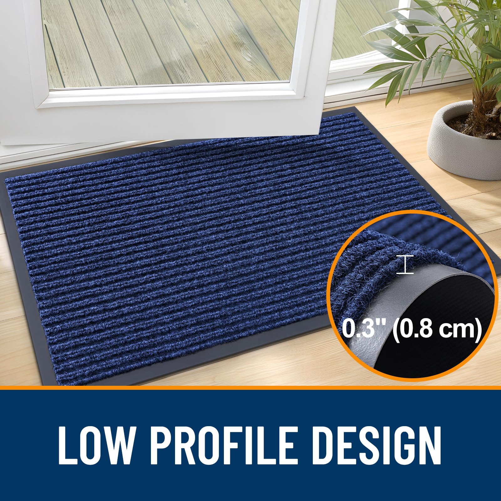 OLANLY doormat features non-slip backing for steady placement