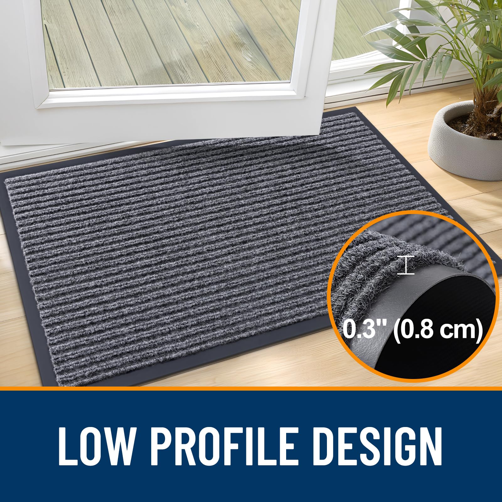 OLANLY non-slip backing keeps the mat securely in place.