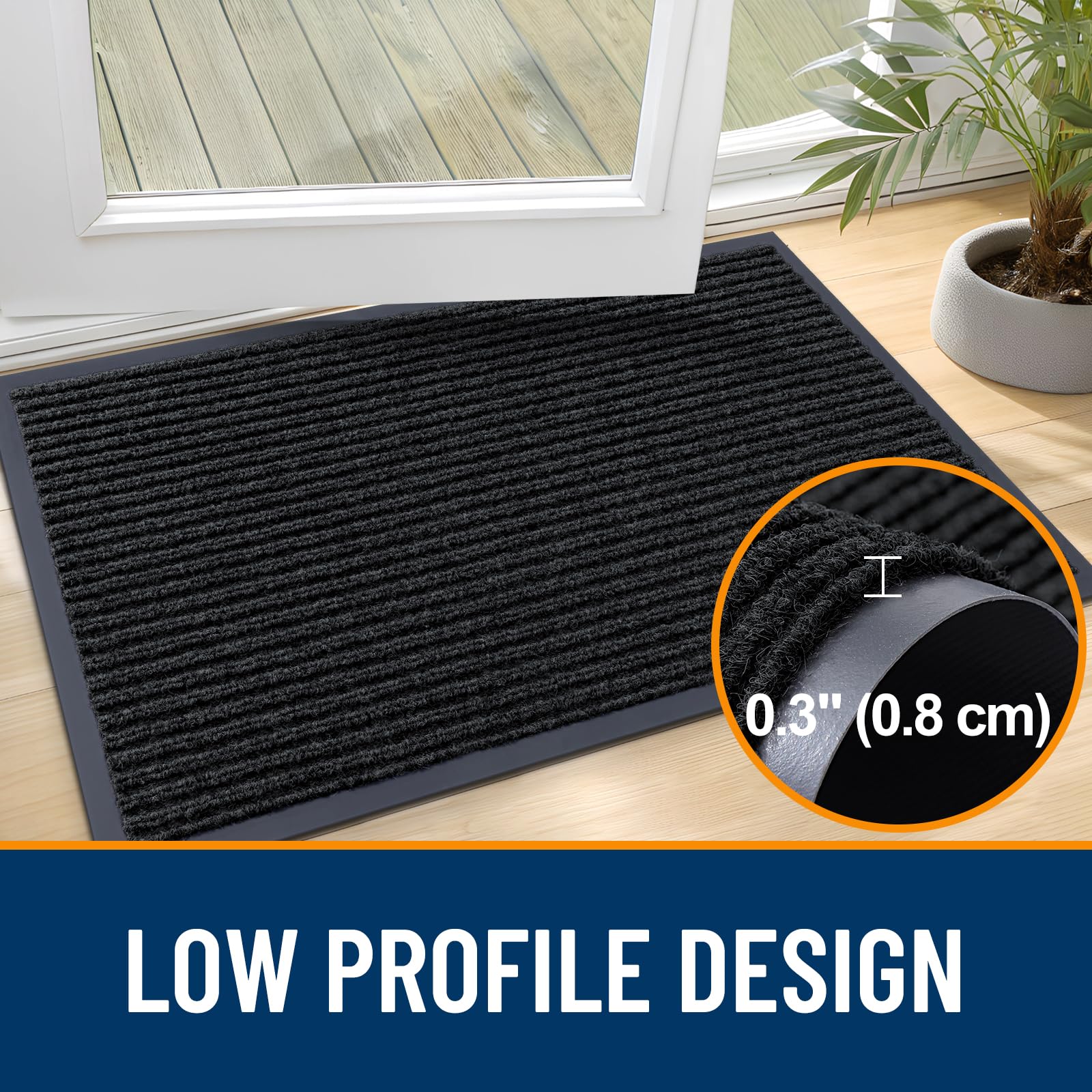 OLANLY non-slip backing mat stays securely in high-traffic areas.