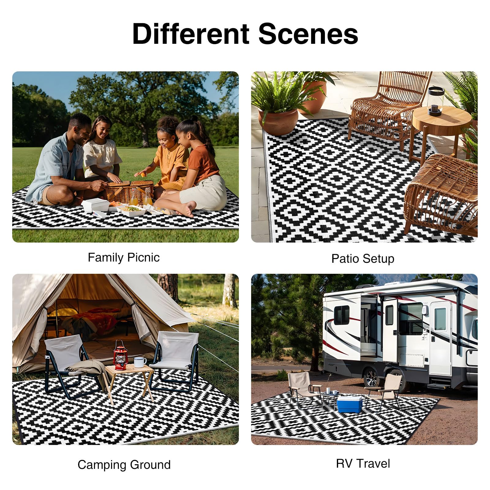OLANLY durable edge-reinforced outdoor rug for frequent use