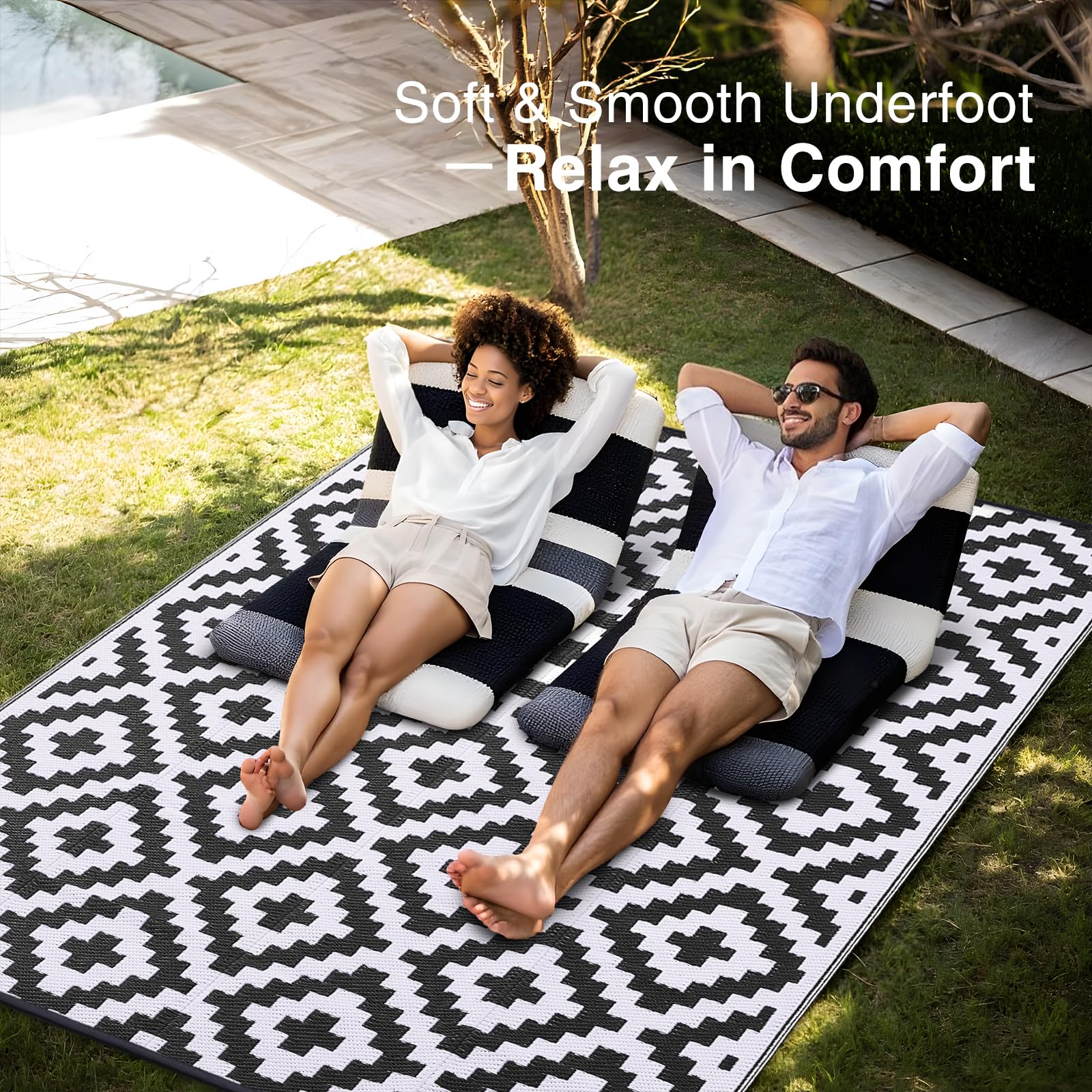 OLANLY soft underfoot plastic straw weave for barefoot comfort