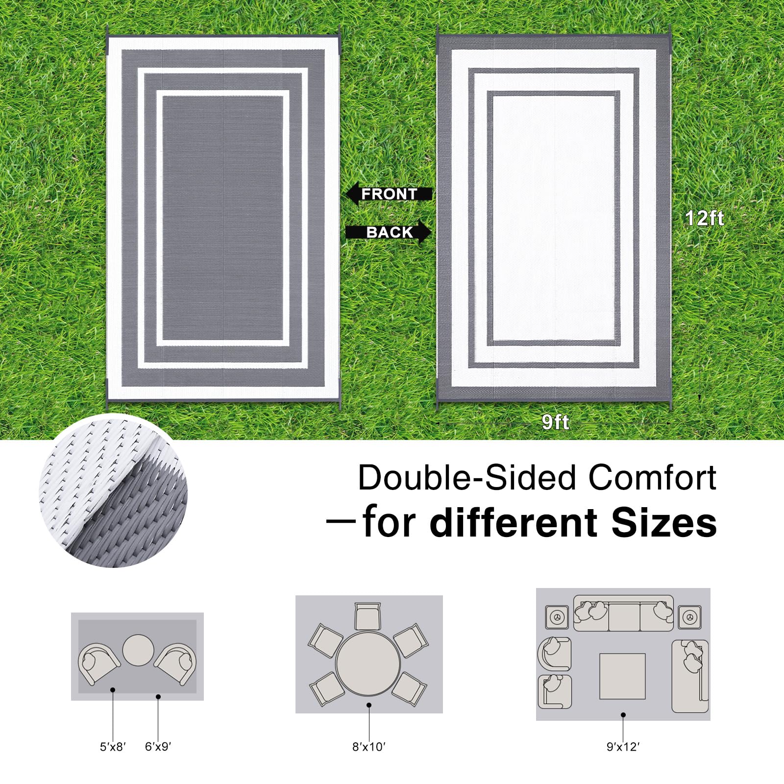 OLANLY Outdoor Rug foldable design for easy transport and camping setups.