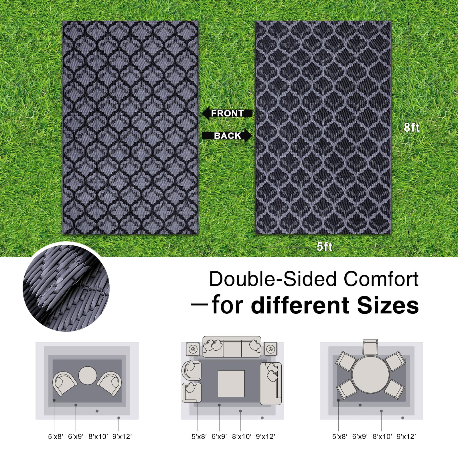 OLANLY interlacing pattern close-up highlights the durable woven texture for outdoor spaces.