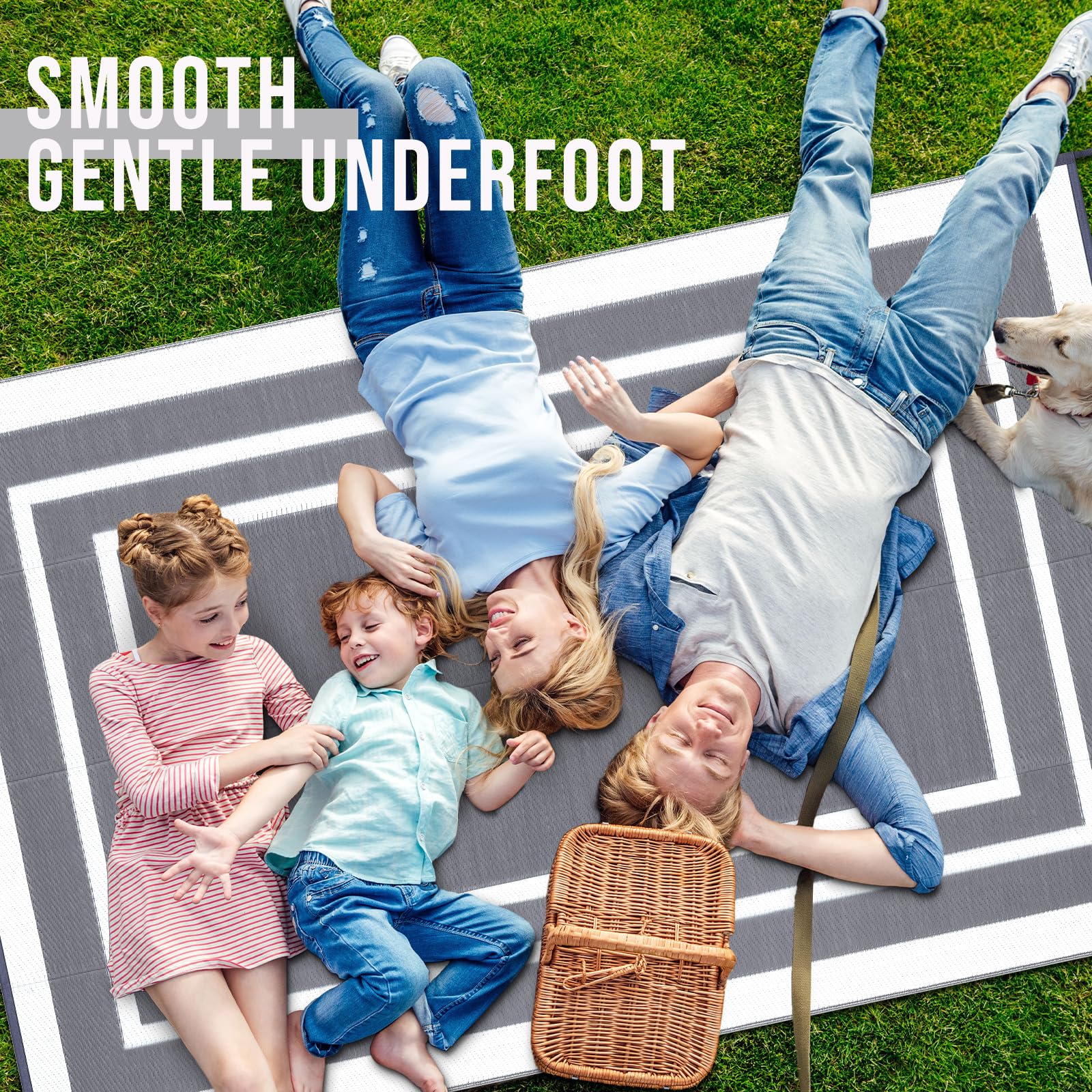 OLANLY Outdoor Rug reinforced edges support durable outdoor performance.