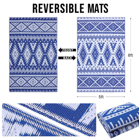 OLANLY reversible outdoor rug shows bold geometry on both sides for quick style refresh