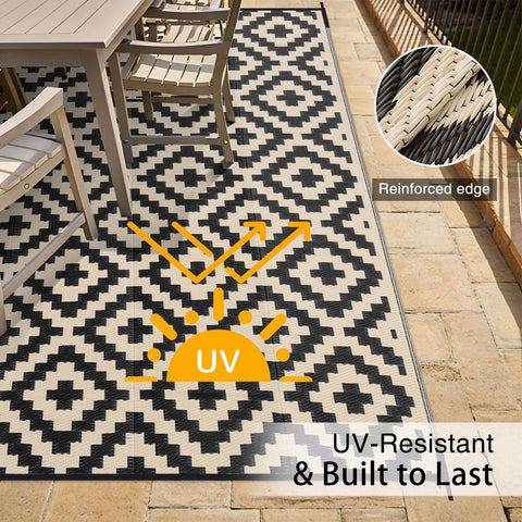 OLANLY rug at RV campsite illustrates versatile use for outdoor living.