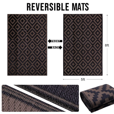 OLANLY stain-resistant outdoor rug with plastic straw construction for quick cleanup.
