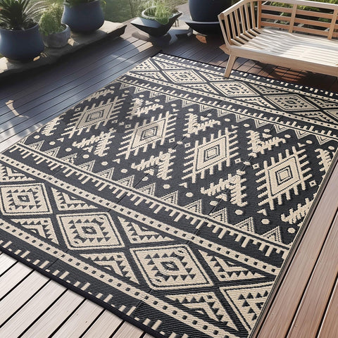 OLANLY waterproof 6x9 ft outdoor rug, reversible for multiple outdoor looks