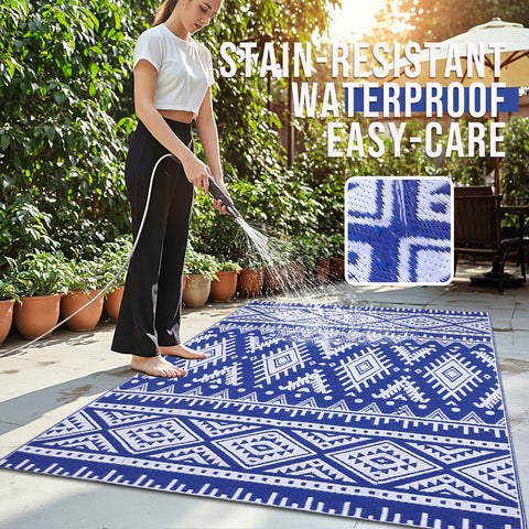 OLANLY waterproof outdoor rug cleans easily and dries fast after spills