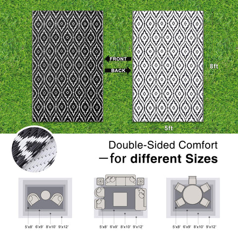 OLANLY waterproof plastic straw rug supports easy cleanup after outdoor meals.