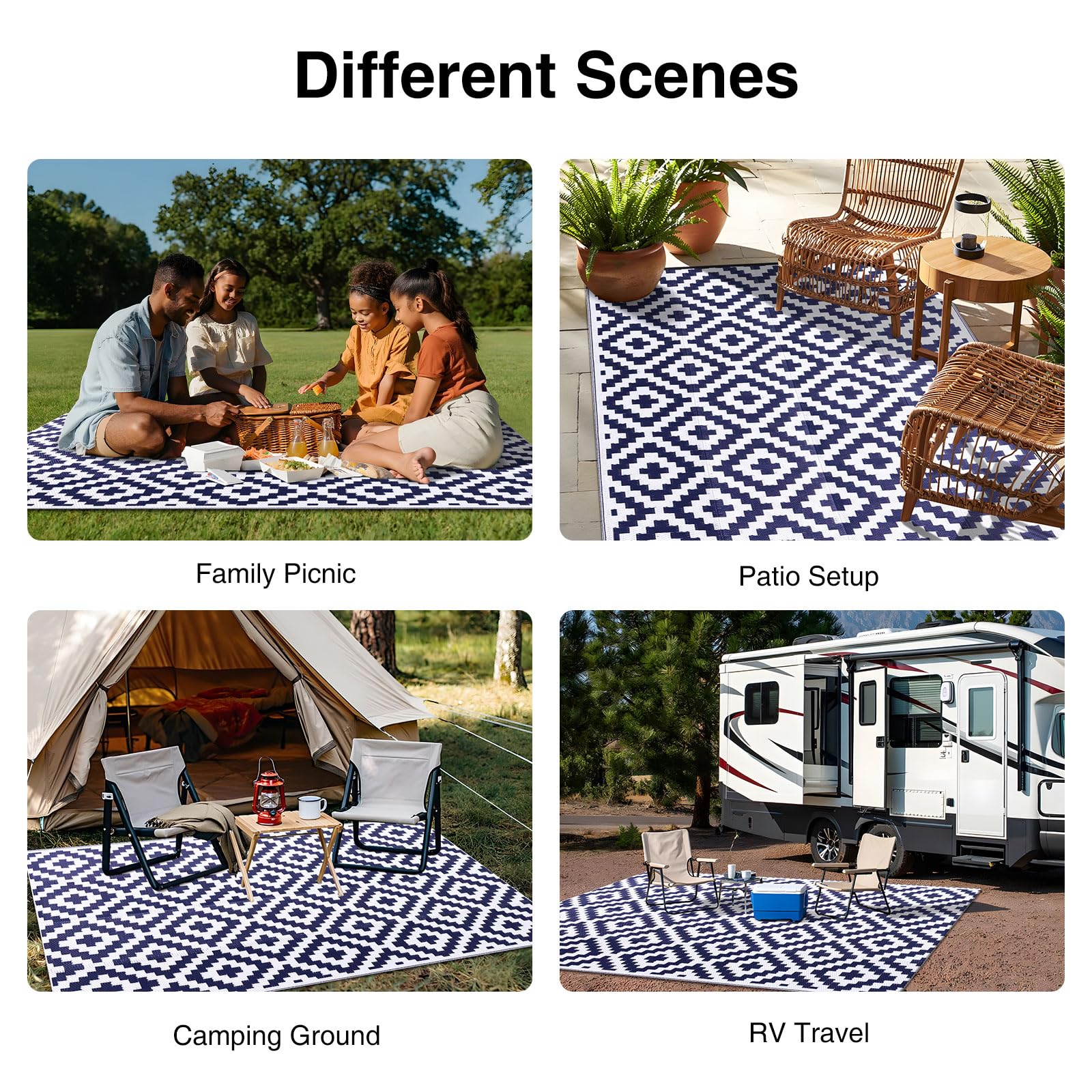 OLANLY Patio deck carpet, indoor-outdoor versatility for porch and balcony.