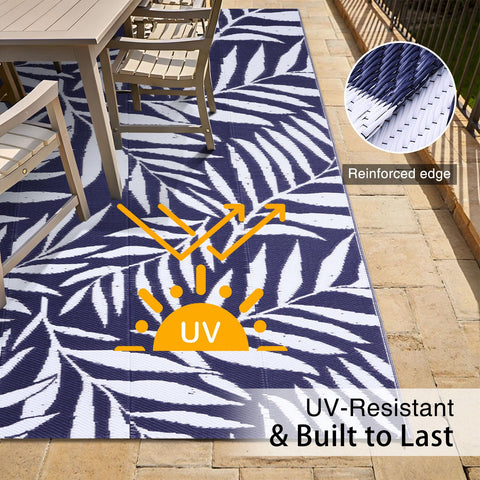 OLANLY patio rug made from recycled straw, quick-dry and easy-clean