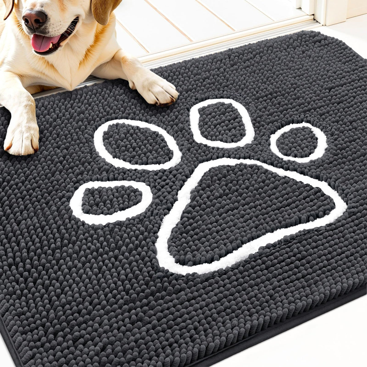 OLANLY paw print design mat 30x20 traps mud at the doorway.