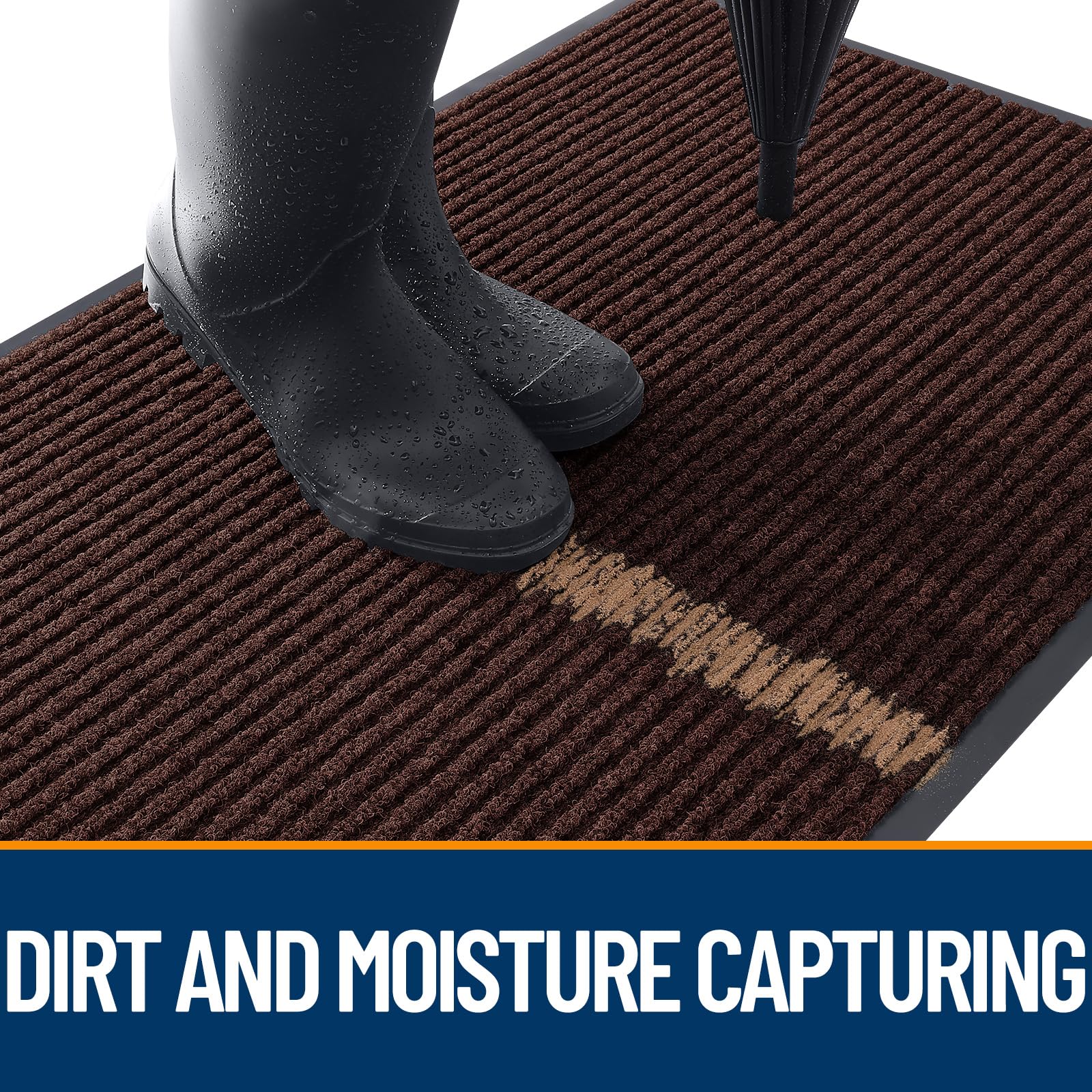 OLANLY doormat made from polyester and recycled PVC for durability