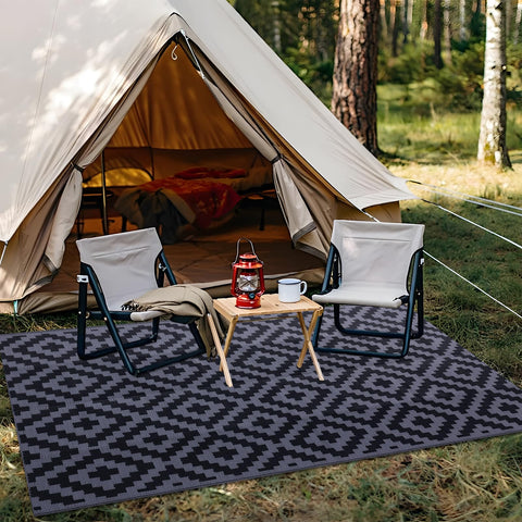 OLANLY portable patio rug ideal for porches, decks, and RV campsites