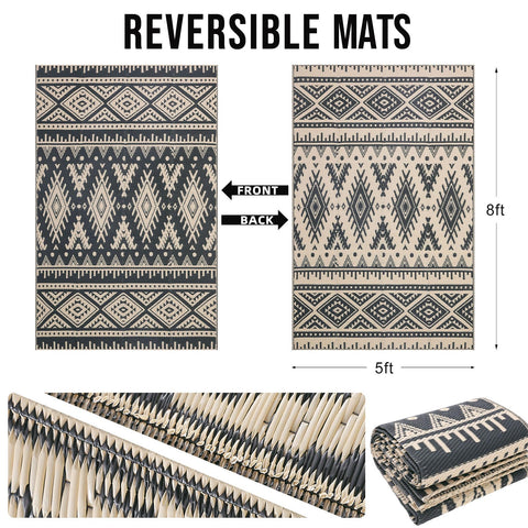 OLANLY reversible boho pattern rug offers two looks for versatile outdoor spaces.