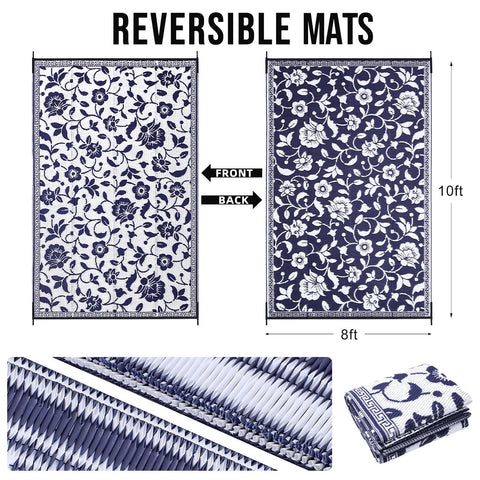 OLANLY reversible outdoor rug design for patio or RV interiors.