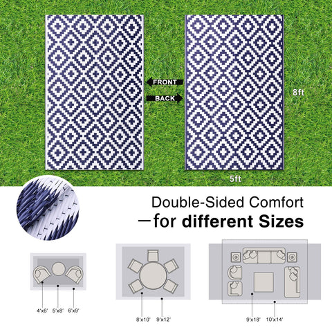 OLANLY Reversible geometric rug, easy style refresh for any outdoor space.