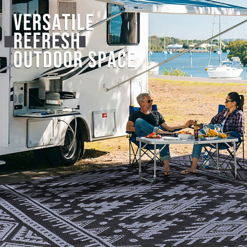 OLANLY rv camping mat offers easy-care and quick-clean convenience.