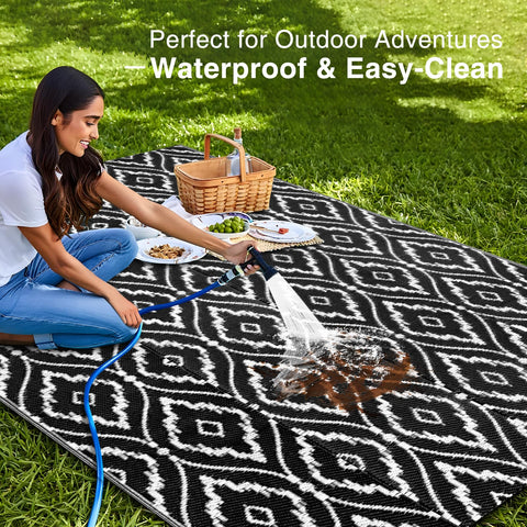 OLANLY RV mat for camping offers reversible design for quick style refresh.