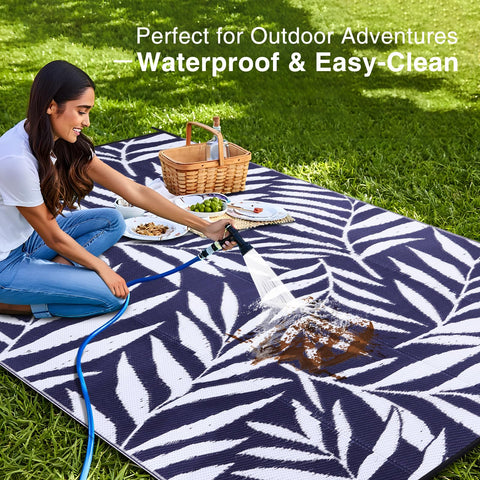 OLANLY RV mat for outdoor use with foldable design and carry case