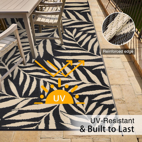 OLANLY rv mat outdoor rug 9x12 folded with carry case for travel