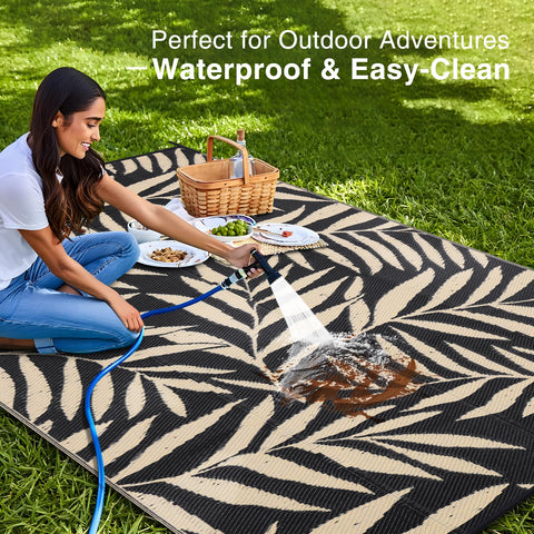 OLANLY rv mat made from plastic straw, durable and low-maintenance.