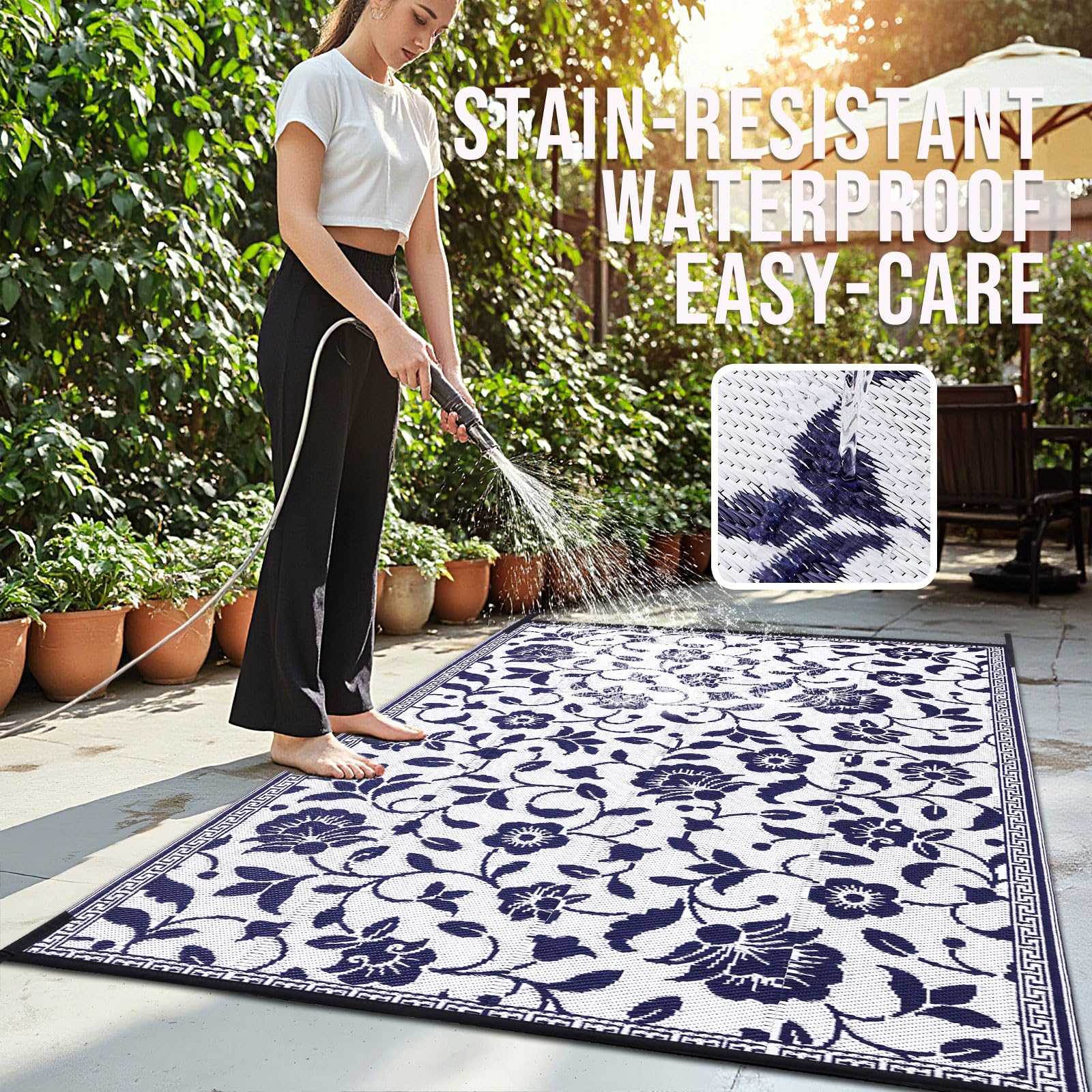OLANLY RV mat is lightweight and portable for easy trips.