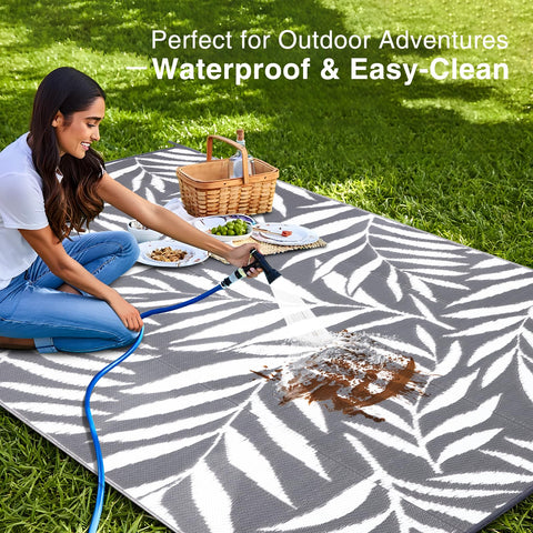 OLANLY rv patio mat is waterproof for camping and decks.